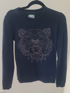 Kenzo Black Sweatshirt with Pink Tiger Outline